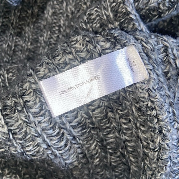 Carolyn Taylor Chunky Knit Wide Collar Bell Cuff Gray White Cardigan Sweater XL - Picture 9 of 9